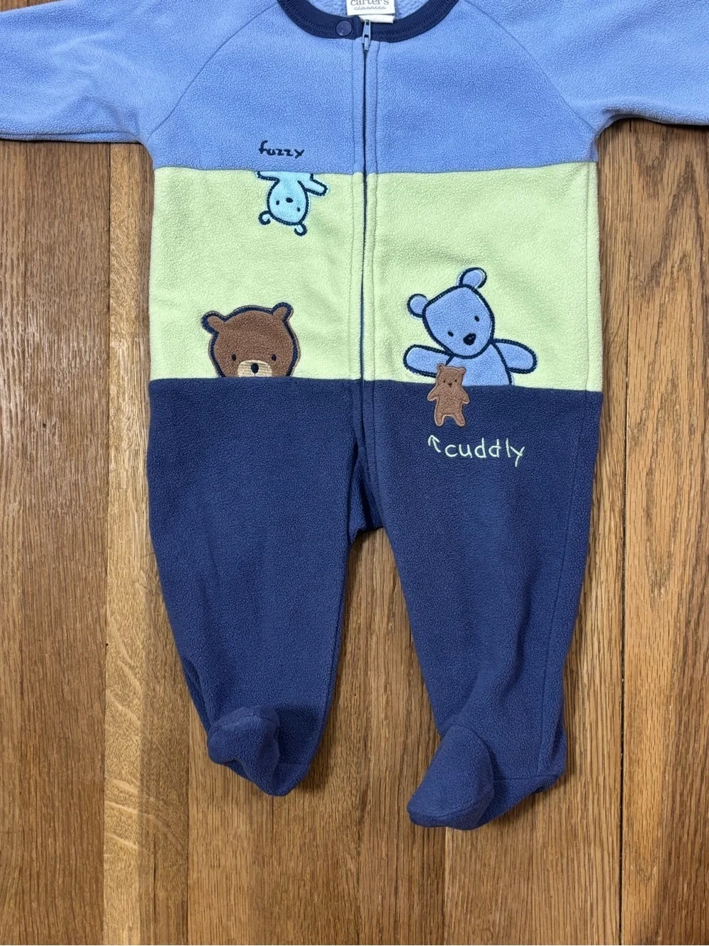 Vintage‎ Carter’s Baby Boys Fleece Footed Pajama Sleeper Teddy Bear Y2K